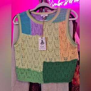 NWT’s Easel Multicolor Patchwork Sweater. M.